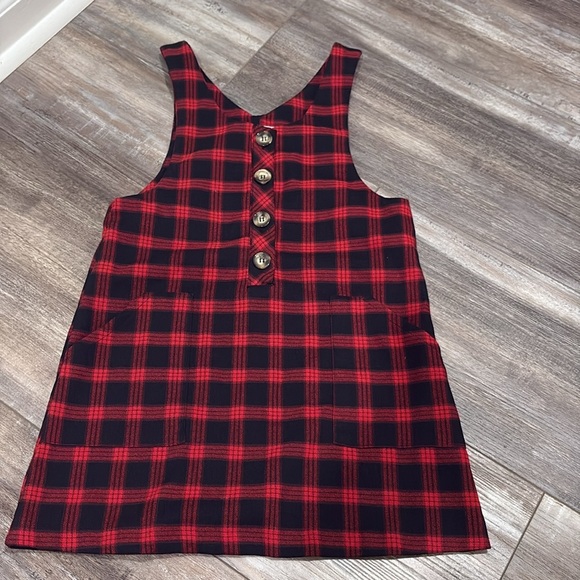 Zara Red Plaid Girls Jumper size 8 - Picture 3 of 6
